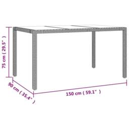 Berkfield Home Garden Table with Glass Top Beige Poly Rattan&Tempered Glass - thumbnail 6