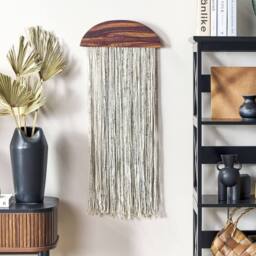 Wyld and Coco Poplar Wood Cotton Tassels Wall Hanging 37 x 4 x 92 cm in Brown