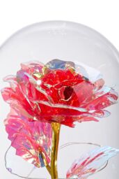 Living and Home Eternal Butterfly Rose in Glass Dome with Wooden Base & LED Lighting for Gifts in Red - thumbnail 5