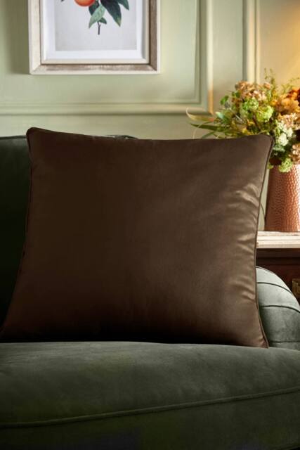 Appletree 'Harlan' Velvet Filled Cushion in Chocolate - Size: 55 cm x 55 cm - image 1