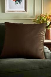 Appletree 'Harlan' Velvet Filled Cushion in Chocolate - Size: 55 cm x 55 cm - thumbnail 1