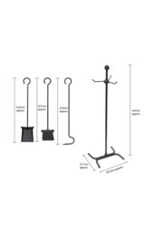JVL Edale 3 Piece Companion Set + Stand in Black - thumbnail 6