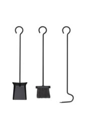 JVL Edale 3 Piece Companion Set + Stand in Black - thumbnail 3