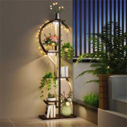 NESTLUNE 55*26*123 Modern Plant Stand Grow Lights Flower Pot in Black - Size: 100 cm x 15 cm