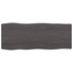 Berkfield Home Table Top Dark Grey 100x40x(2-4) cm Treated Solid Wood Live Edge in Brown - thumbnail 1