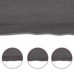 Berkfield Home Table Top Dark Grey 100x40x(2-4) cm Treated Solid Wood Live Edge in Brown - thumbnail 4