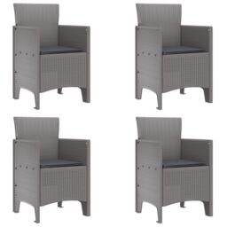 Berkfield Home Garden Chairs with Cushions 4 pcs Light Grey Poly Rattan - thumbnail 2