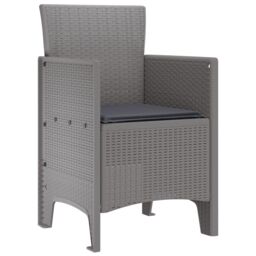 Berkfield Home Garden Chairs with Cushions 4 pcs Light Grey Poly Rattan - thumbnail 4
