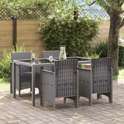 Berkfield Home Garden Chairs with Cushions 4 pcs Light Grey Poly Rattan - thumbnail 1