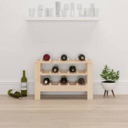 Berkfield Home Wine Rack 61.5x30x42 cm Solid Wood Pine in Natural - thumbnail 3