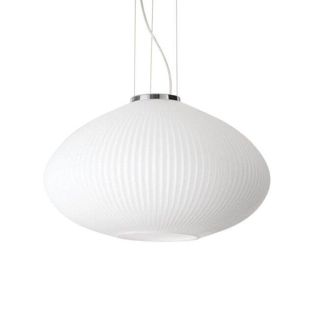 Netlighting Plisse Globe Dome Pendant Ceiling Light Chrome 45cm in Grey