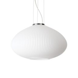 Netlighting Plisse Globe Dome Pendant Ceiling Light Chrome 45cm in Grey