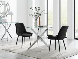 FurnitureboxUK Novara 100cm Round Dining Table & 2 Pesaro Black Leg Chairs - thumbnail 1