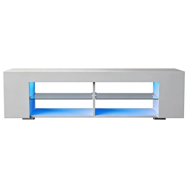 KORVIXA White 135cm High Gloss TV Stand Storage Cabinet Cupboard Unit - Size: 100 cm x 100 cm - image 1