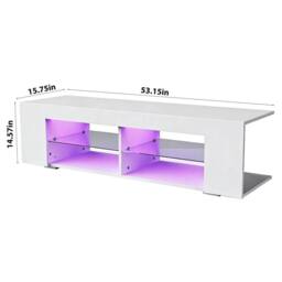 KORVIXA White 135cm High Gloss TV Stand Storage Cabinet Cupboard Unit - Size: 100 cm x 100 cm - thumbnail 2