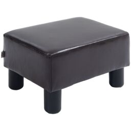HOMCOM Chic Faux Leather Footstool Ottoman Cube with 4 Plastic Legs Brown - Size: 40 cm x 30 cm - thumbnail 2