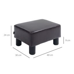 HOMCOM Chic Faux Leather Footstool Ottoman Cube with 4 Plastic Legs Brown - Size: 40 cm x 30 cm - thumbnail 3
