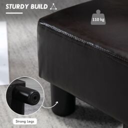 HOMCOM Chic Faux Leather Footstool Ottoman Cube with 4 Plastic Legs Brown - Size: 40 cm x 30 cm - thumbnail 5