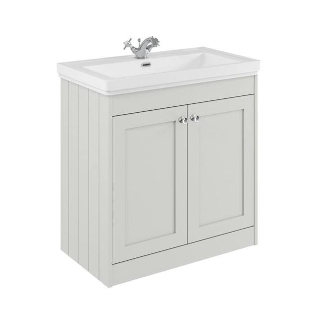 Balterley 800mm Floor Standing 2 Door Unit & Classic Basin 1 Tap Hole - White