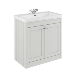 Balterley 800mm Floor Standing 2 Door Unit & Classic Basin 1 Tap Hole - White - thumbnail 1