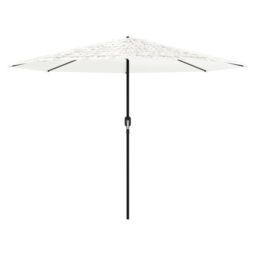 Berkfield Home Garden Parasol with Steel Pole White 324x324x247 cm - Size: 324 x 324 x 247 cm - thumbnail 3
