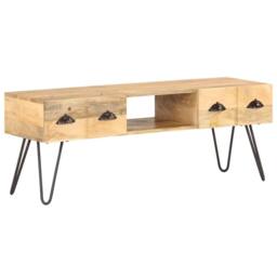Berkfield Home TV Cabinet 120x35x45 cm Solid Mango Wood in Brown - Size: 120 x 35 x 45 cm - thumbnail 2