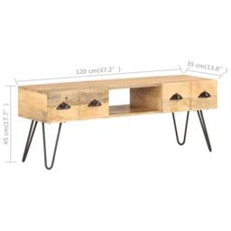 Berkfield Home TV Cabinet 120x35x45 cm Solid Mango Wood in Brown - Size: 120 x 35 x 45 cm - thumbnail 5