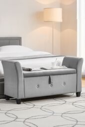 Home Discount Vida Designs Seville Storage Ottoman Velvet Fabric UKFR Furniture in Grey - thumbnail 1