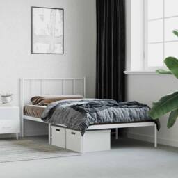 Berkfield Home Metal Bed Frame with Headboard White 80x200 cm - thumbnail 2