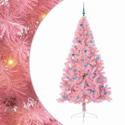 Berkfield Home Beautiful Artificial Pre-lit Christmas Tree with 300 LEDs Pink 24 - thumbnail 3