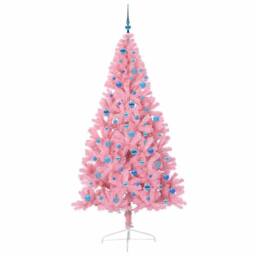 Berkfield Home Beautiful Artificial Pre-lit Christmas Tree with 300 LEDs Pink 24 - thumbnail 4