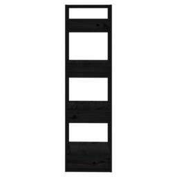 Berkfield Home Beautiful Book Cabinet/Room Divider Black 41x35x125 cm Solid Wood Pine - Size: 41 x 35 x 125 cm - thumbnail 4