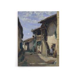 "Artery8 Camille Corot Dardagny Rural Village Street Canvas Wall Art Print - Size: W12"" x H16""" - thumbnail 1