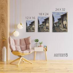 "Artery8 Camille Corot Dardagny Rural Village Street Canvas Wall Art Print - Size: W12"" x H16""" - thumbnail 4