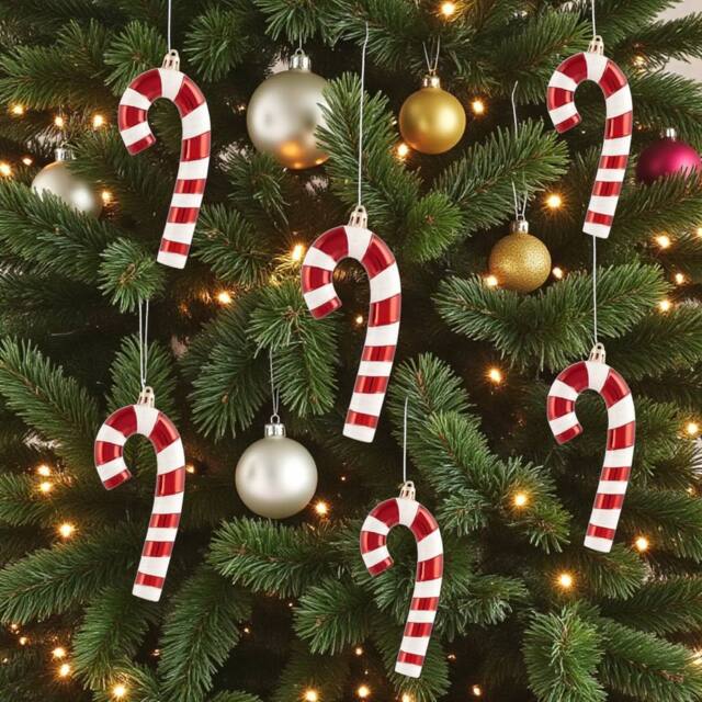 Garden Greatness Set Of 6 Hanging Candy Cane Decorations in Red - Size: 1 Pack - image 1