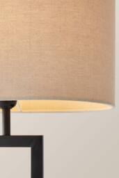 ValueLights Katniss Metal Industrial Tall Table Lamp with Linen Shade & Bulb in Black - thumbnail 4