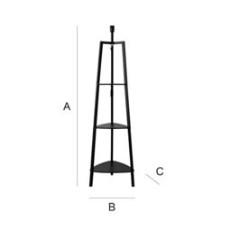 ValueLights Hiru 3 Tier Wooden Tripod Shelf Corner Floor Lamp Base in Black - thumbnail 8