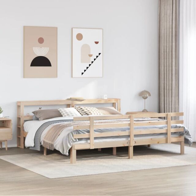 Berkfield Home Bed Frame with Headboard without Mattress 200x200 cm in Brown - image 1