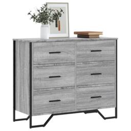 Berkfield Home Chest of Drawers Grey Sonoma 91x35.5x74.5 cm Engineered wood - thumbnail 2