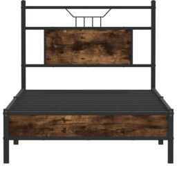 Berkfield Home Bed Frame without Mattress Smoked Oak 80x200 cm Engineered Wood in Brown - thumbnail 6