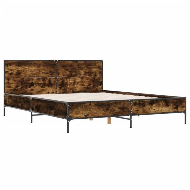 Berkfield Home Durable Bed Frame without Mattress Smoked Oak 140x190 cm in Brown - image 1