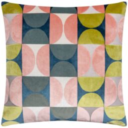 Paoletti Bardot Cut Velvet Retro Cushion in Pink - Size: 50 cm x 50 cm