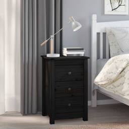 Berkfield Home Bedside Cabinets 2 pcs Black 40x35x61.5 cm Solid Wood Pine - thumbnail 8