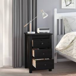 Berkfield Home Bedside Cabinets 2 pcs Black 40x35x61.5 cm Solid Wood Pine - thumbnail 7