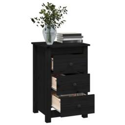 Berkfield Home Bedside Cabinets 2 pcs Black 40x35x61.5 cm Solid Wood Pine - thumbnail 9
