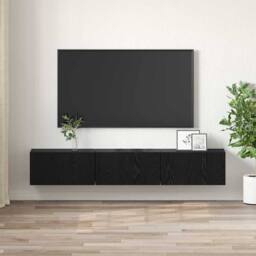 Berkfield Home TV Cabinet Set Black Oak Engineered wood Medium TV Cabinet - thumbnail 4