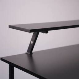 Abrihome L Office Computer Desk with Self Corner Table Top, Industrial Rustic in Black - Size: 1 Pack - thumbnail 3