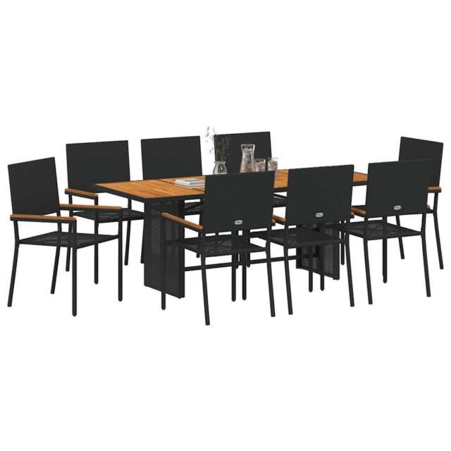 Berkfield Home Modern 9 Piece Garden Dining Set Black Poly Rattan - image 1