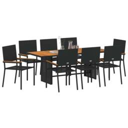 Berkfield Home Modern 9 Piece Garden Dining Set Black Poly Rattan - thumbnail 1