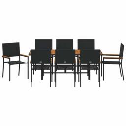 Berkfield Home Modern 9 Piece Garden Dining Set Black Poly Rattan - thumbnail 7